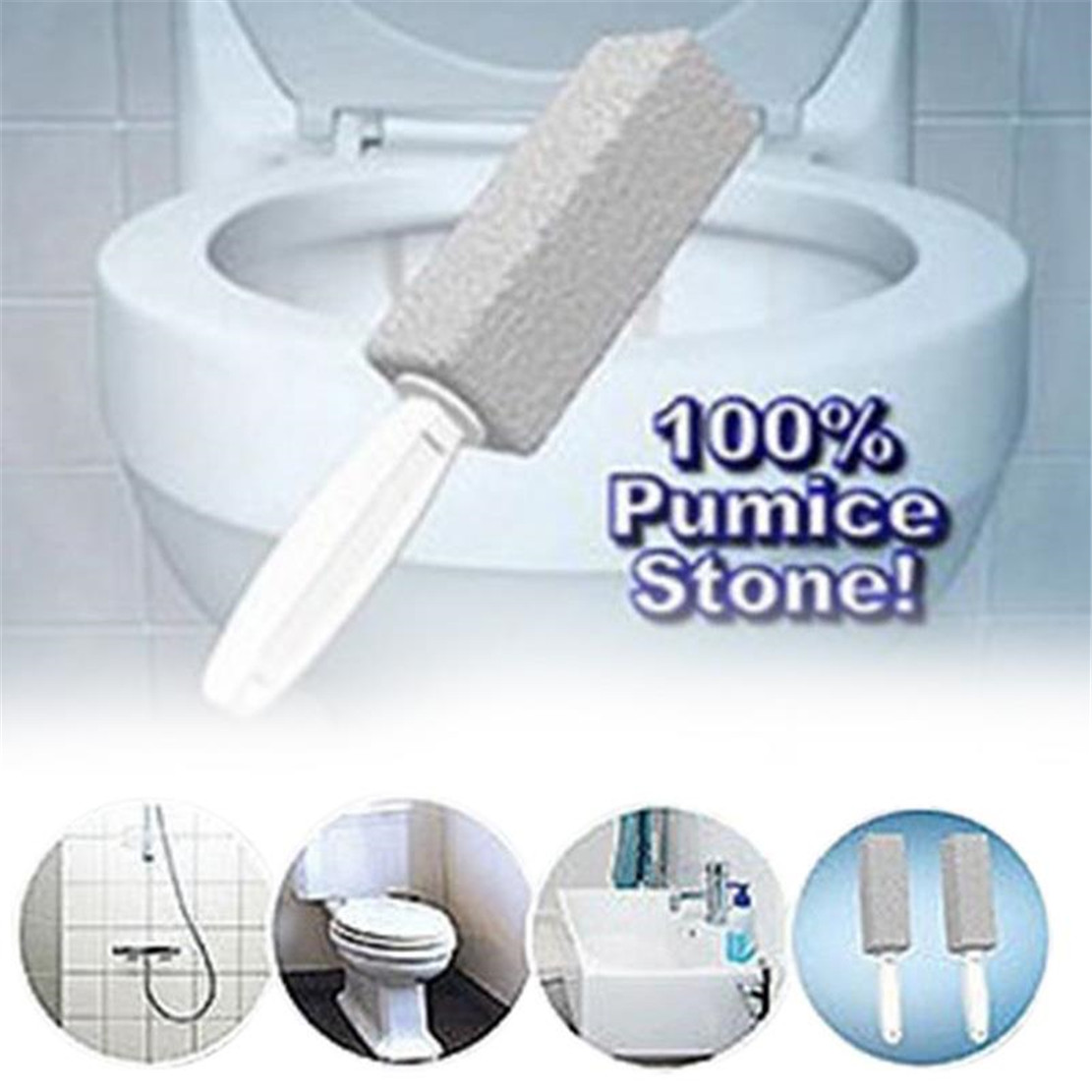 Toilet Bowl Pumice Cleaning Stone with Handle Stains and Hard Water Ring Remover Rust Grill Griddle Cleaner